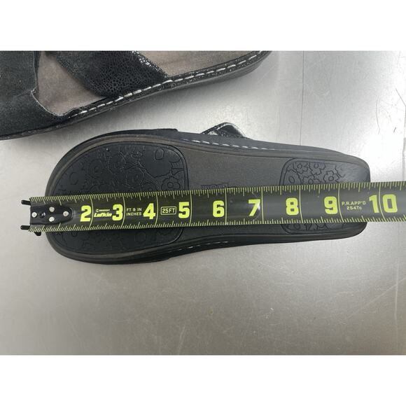 Alegria Sandals Womens 41 US 10-11 Slip On Slide Shoes Black Crackle Leather - Picture 6 of 6